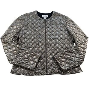 Joseph Ribkoff Occasion Jacket 14 Metallic Textured Zip Made Canada Vintage Y2K